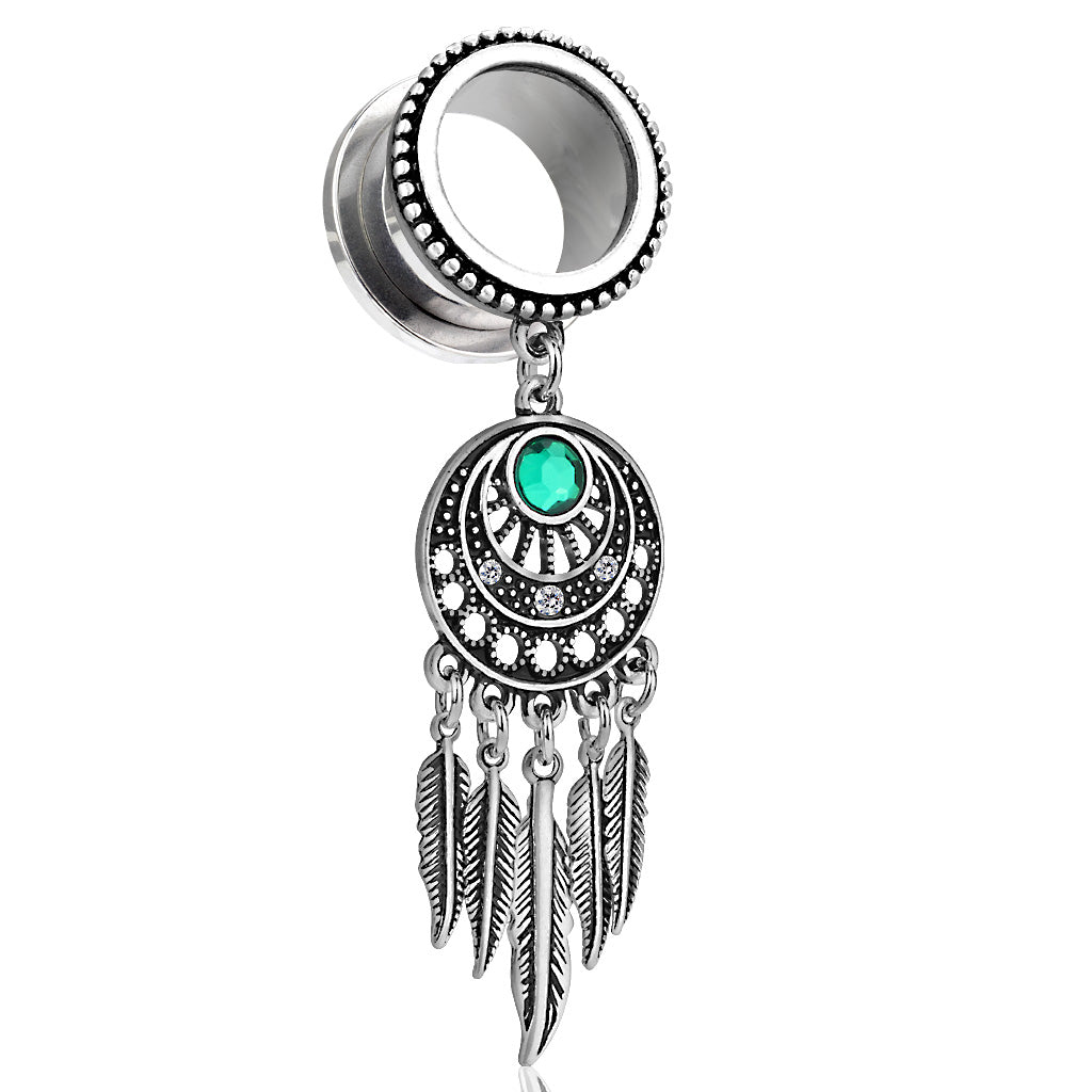 Dreamcatcher Dangle Surgical Steel Screw Fit Tunnel - 4g to 5/8"