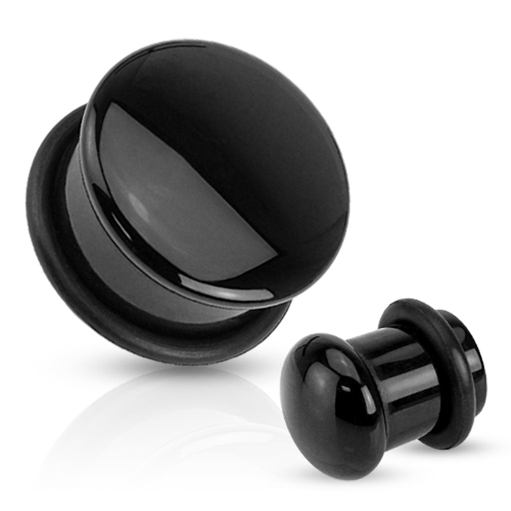 Black Agate Single Flare Stone Plug - 6g to 5/8”