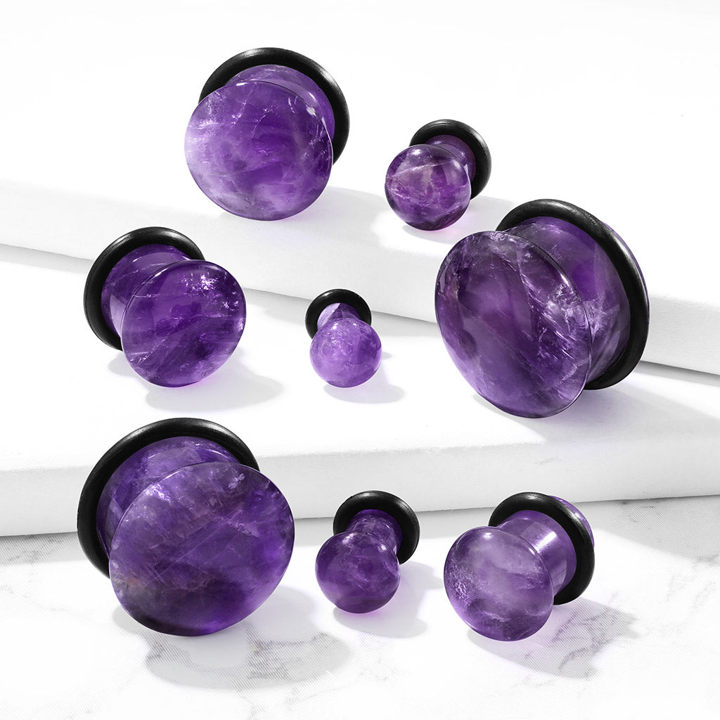 Amethyst Single Flare Stone Plug - 6g to 5/8”