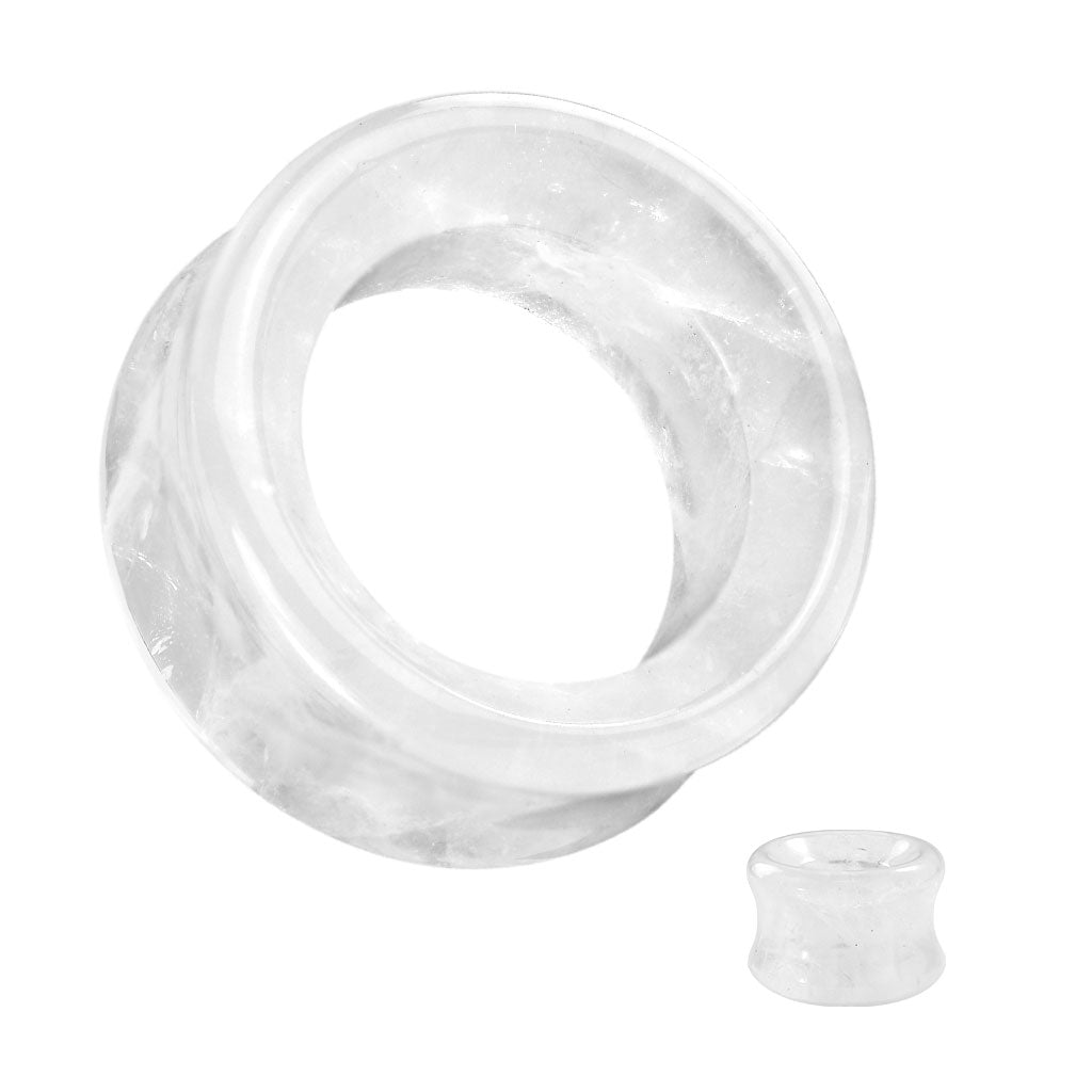 Cloudy Quartz Double Flare Tunnel- 2g to 1"