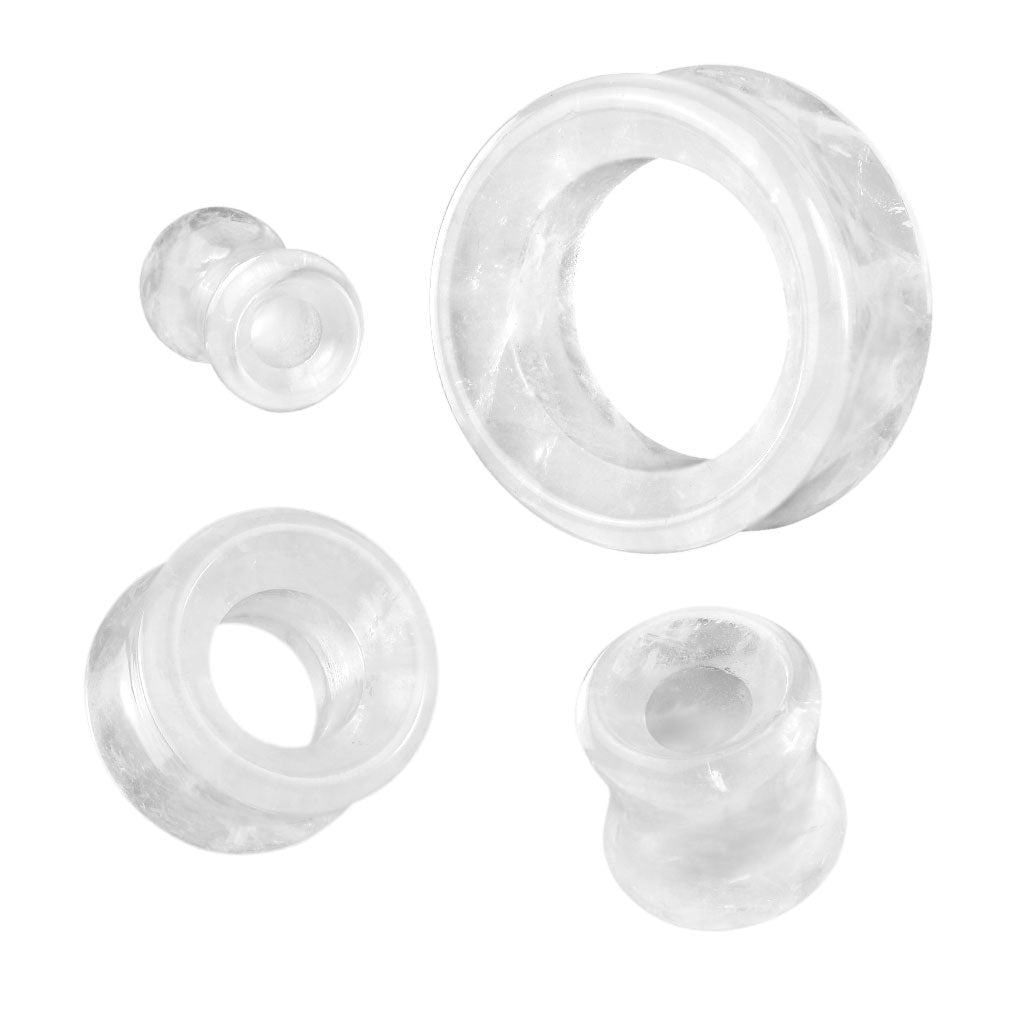 Cloudy Quartz Double Flare Tunnel- 2g to 1"
