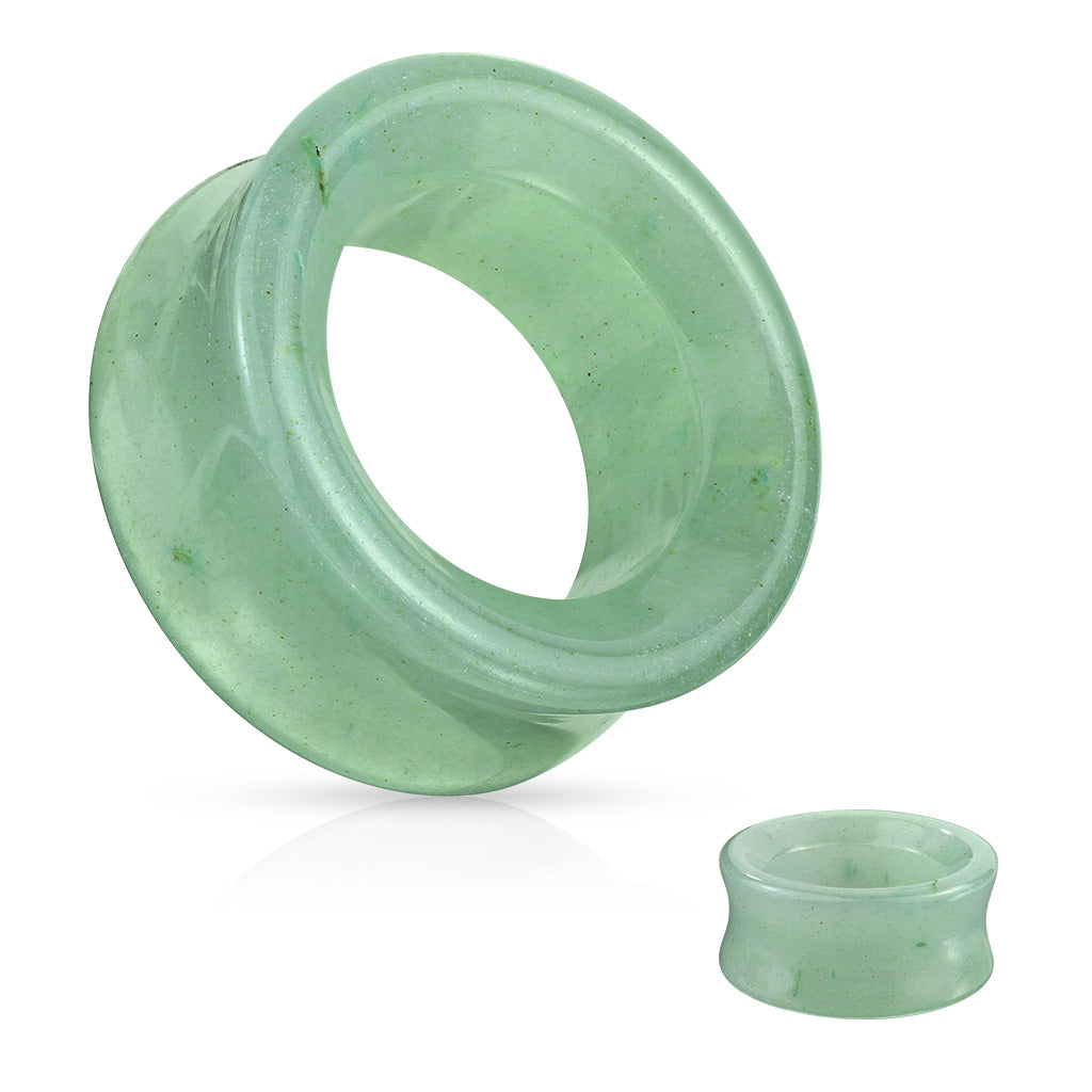 Green Aventurine Double Flare Stone Tunnel - 2g to 1"